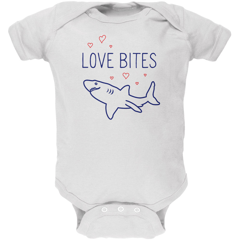 Shark Sharks Love Bites Soft Baby One Piece Baby One Piece Old Glory 0-3M White