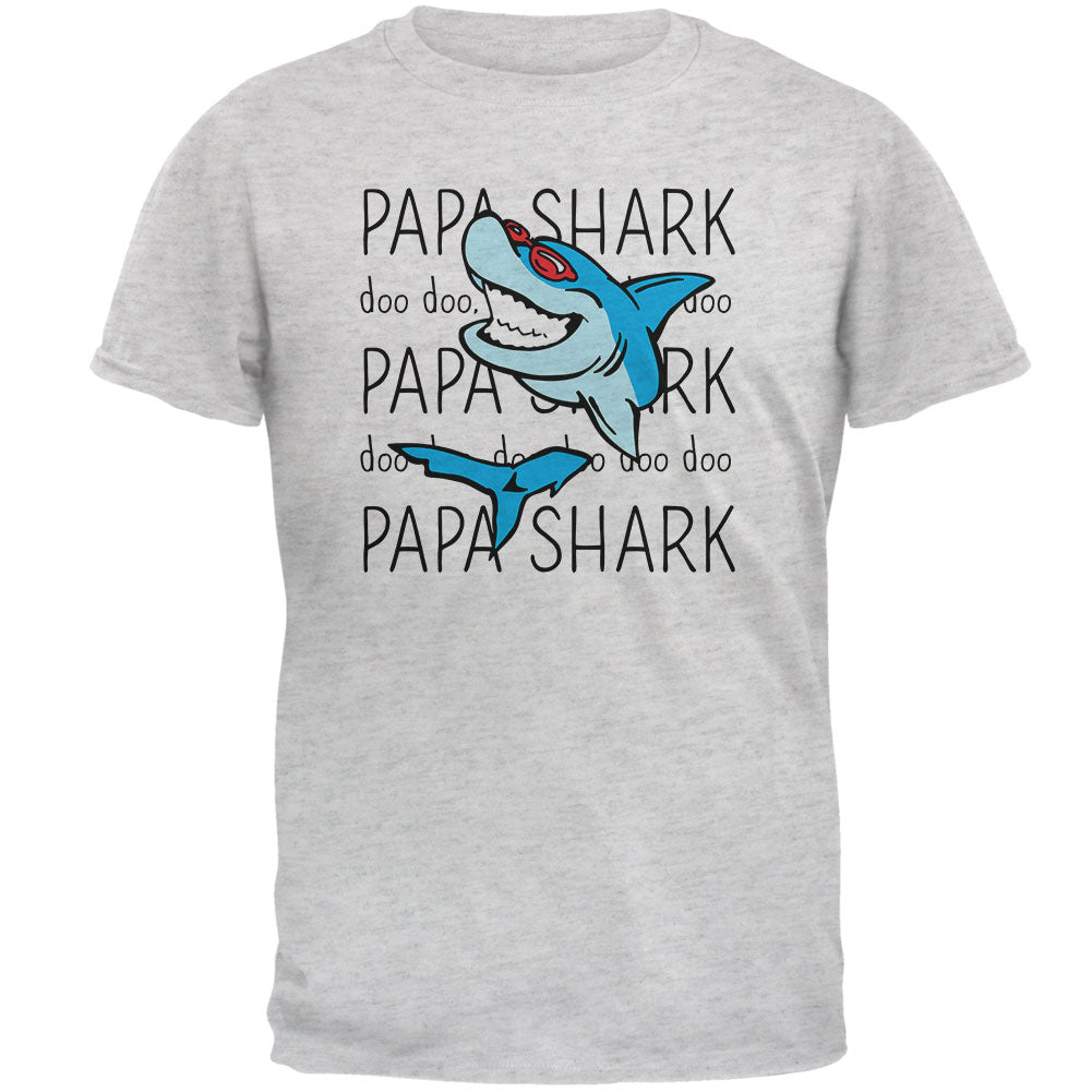 Papa Shark Doo Doo Doo Mens T Shirt Men's T-Shirts Old Glory 3XL Light Heather Grey