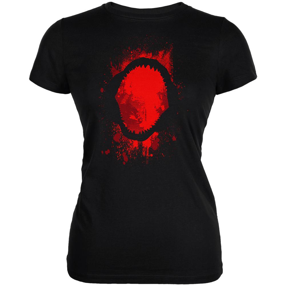 Megalodon Jaws Shark Attack Juniors Soft T Shirt Juniors T-Shirts Old Glory 2XL Black
