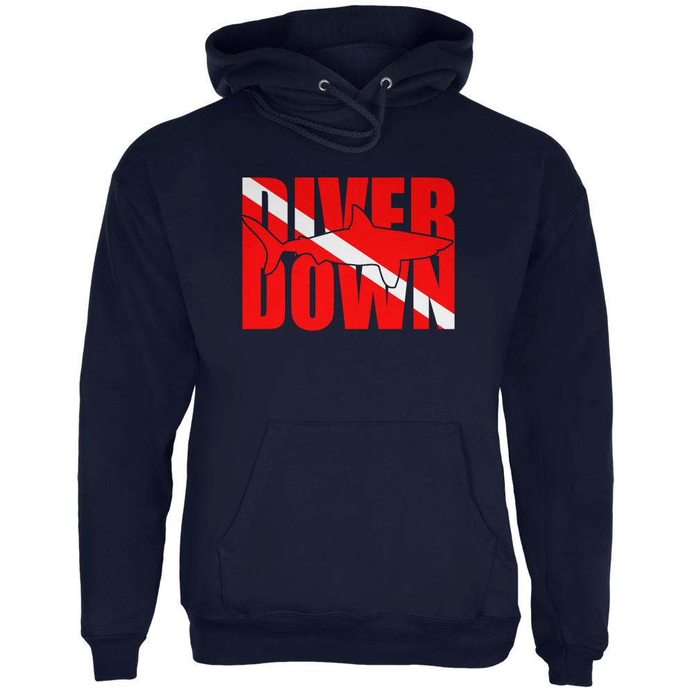 Diver Down Megalodon Shark Mens Hoodie Men's Hoodies Old Glory 2XL Navy