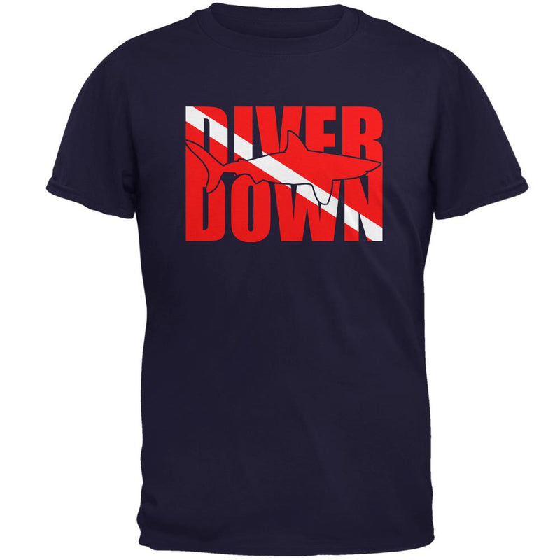 Diver Down Megalodon Shark Mens T Shirt Men's T-Shirts Old Glory 2XL Navy