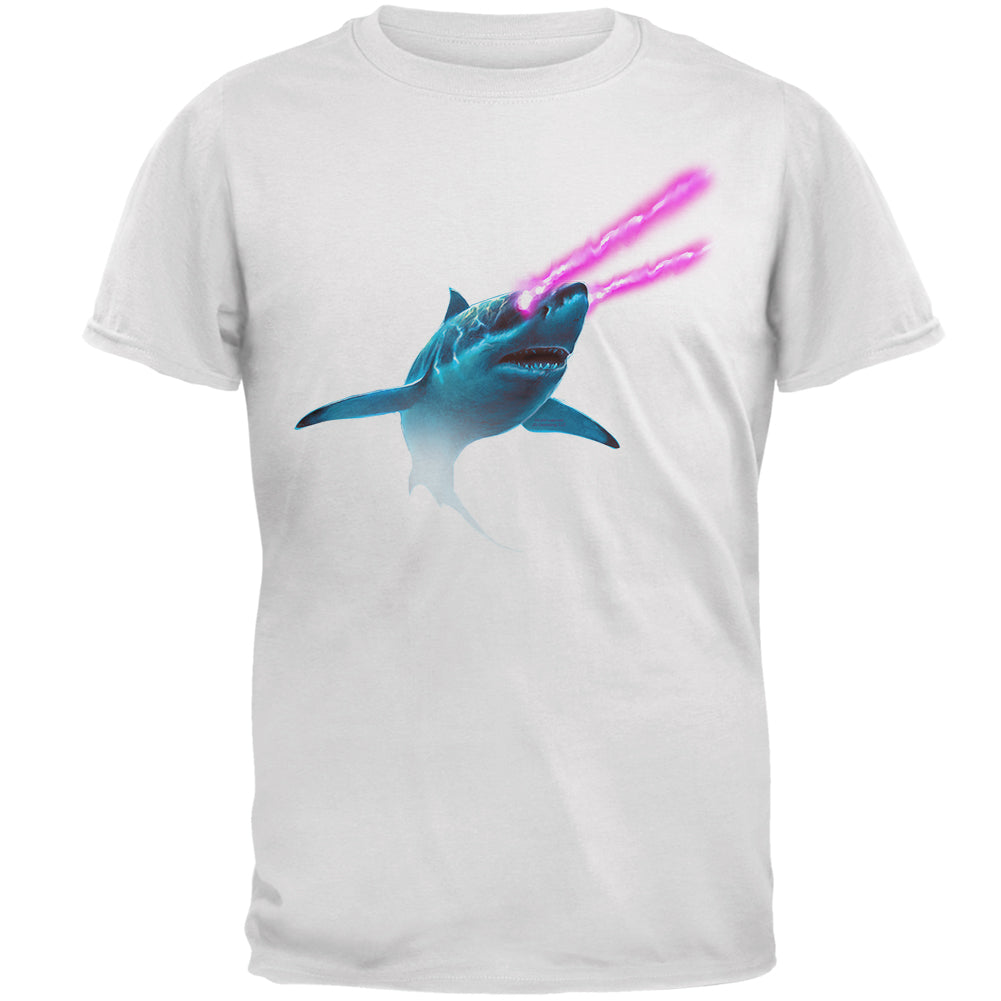 Galaxy Shark Great White Laser Beams Mens T Shirt Men's T-Shirts Old Glory 2XL White