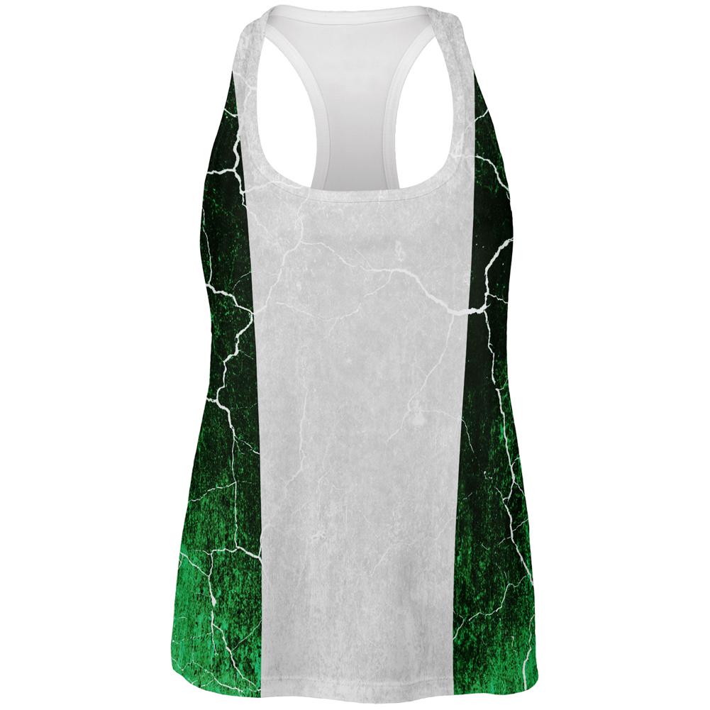 Distressed Grunge Flag of Nigeria All Over Womens Work Out Tank Top Women's Tank Tops Old Glory 2XL Multi