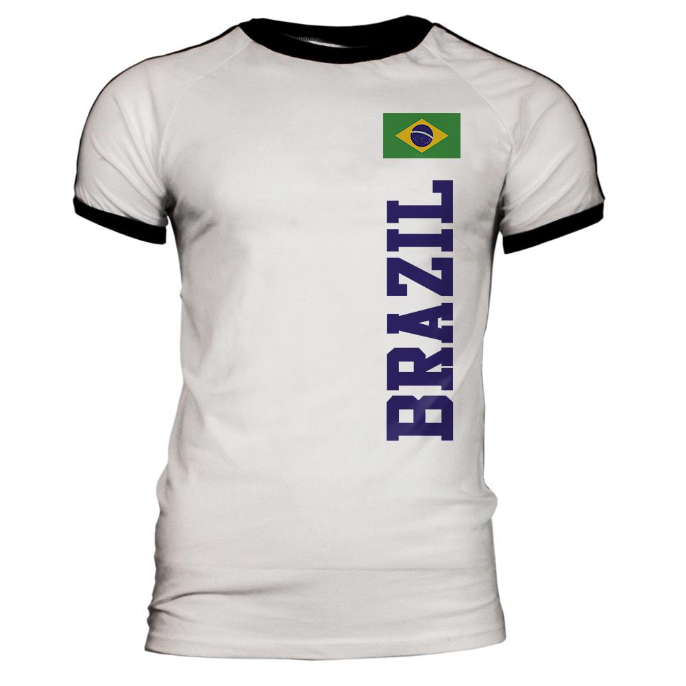 World Cup Brazil Mens Soccer Jersey T-Shirt Men's T-Shirts Old Glory 2XL White-Black