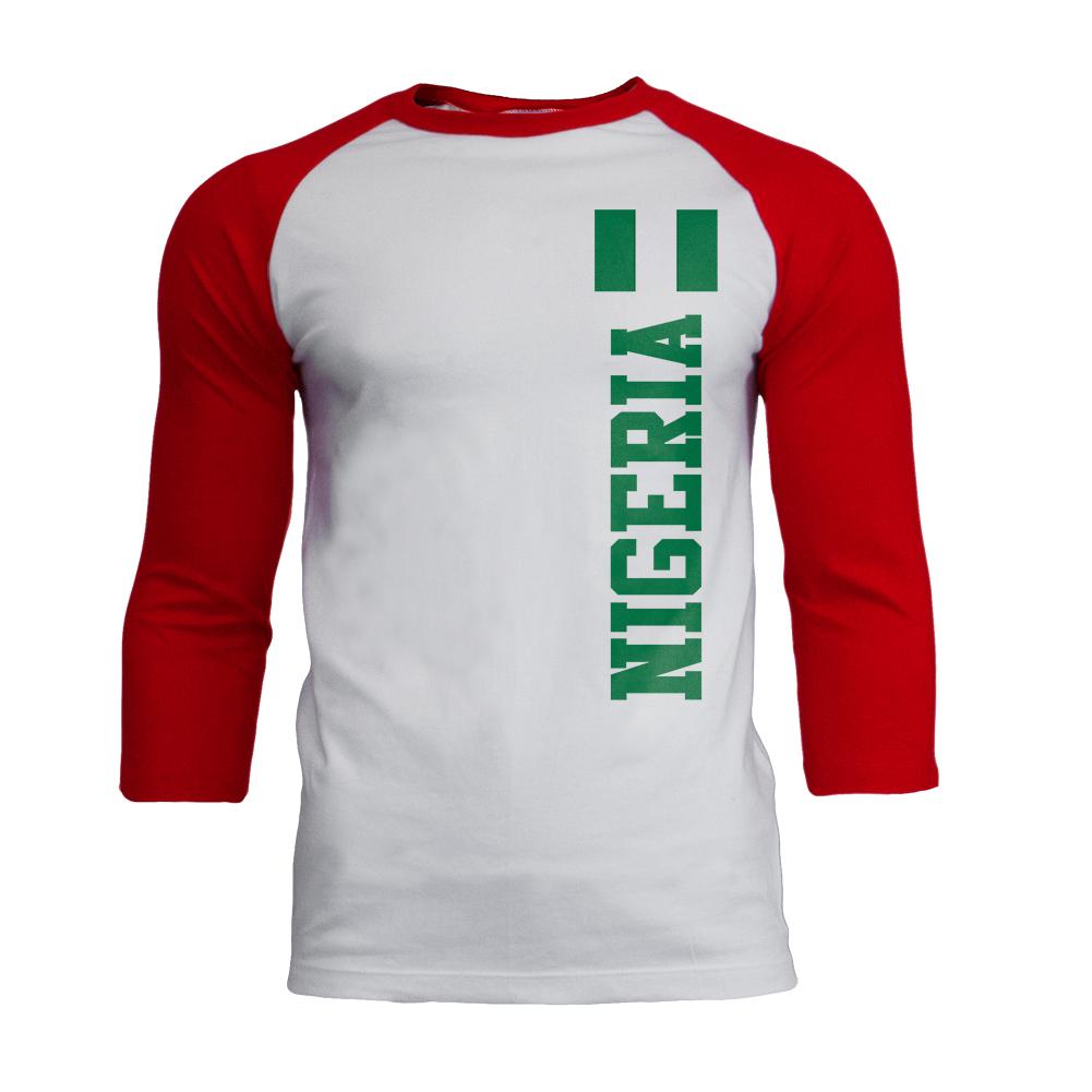 World Cup Nigeria Mens Soft Raglan T Shirt Men's T-Shirts Old Glory 2XL White-Red