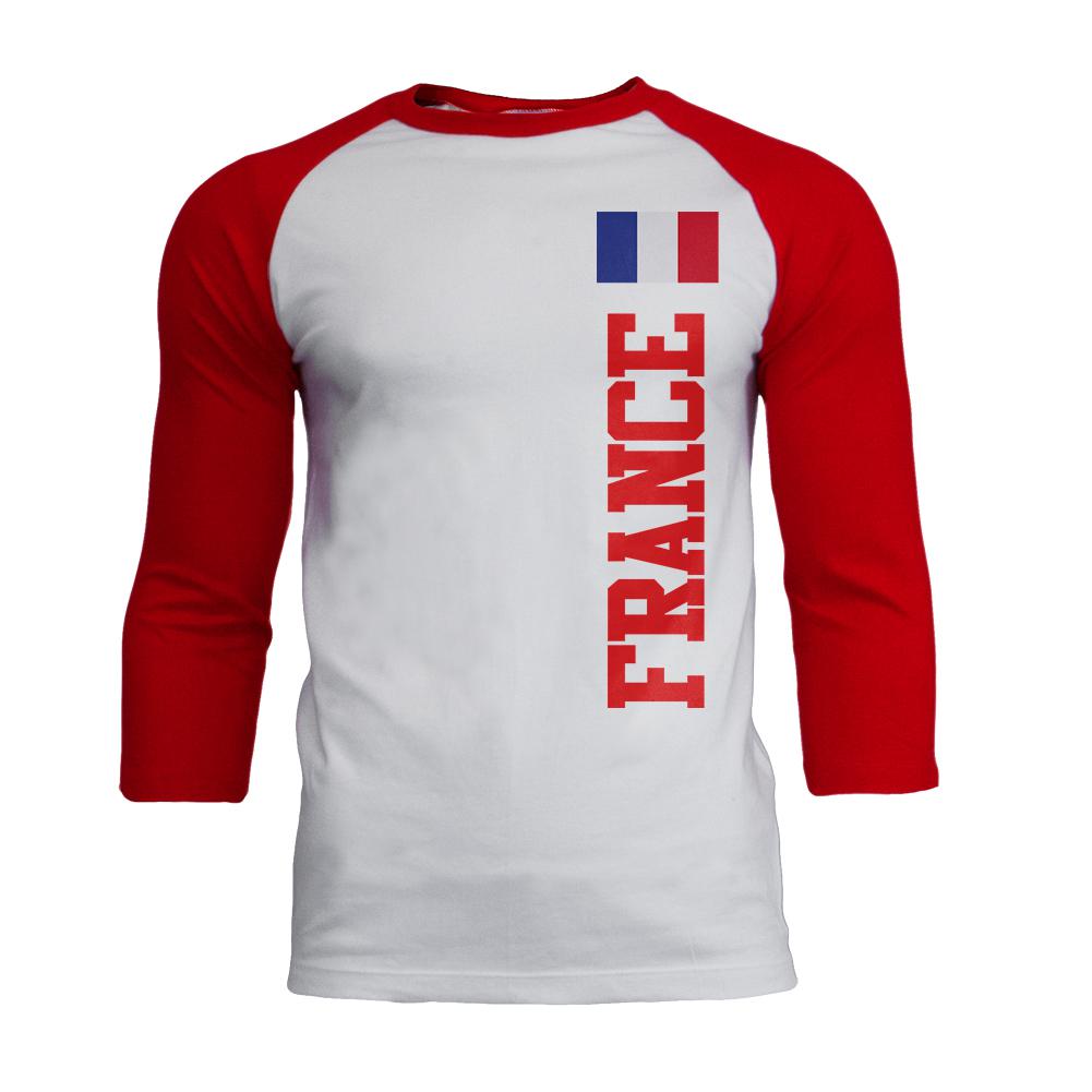 World Cup France Mens Soft Raglan T Shirt Men's T-Shirts Old Glory 2XL White-Red