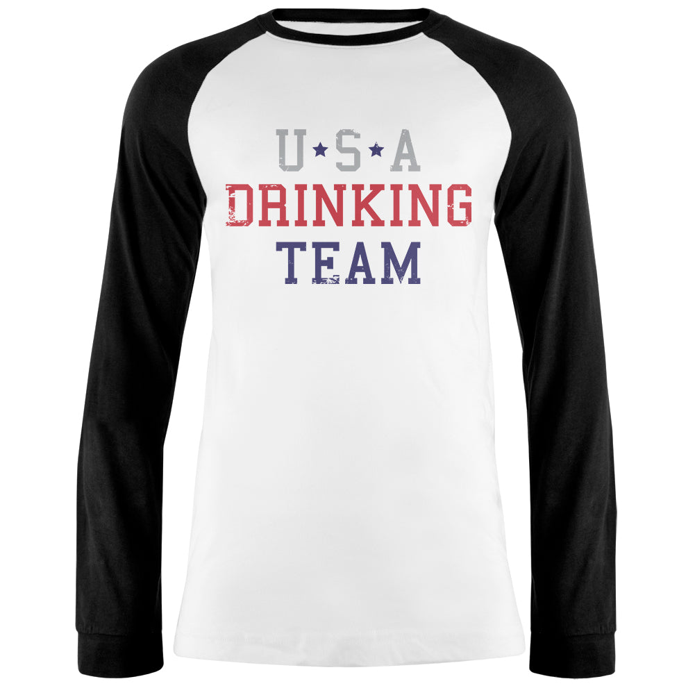 4th of July USA Drinking Team Mens Long Sleeve Raglan T Shirt Men's Long Sleeves 4th of July