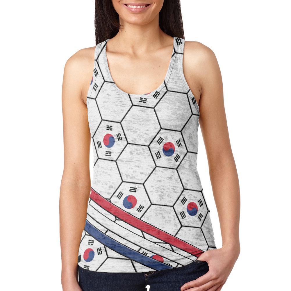World Cup South Korea Soccer Ball Juniors Burnout Racerback Tank Top Juniors Tank Tops Old Glory 2XL Multi