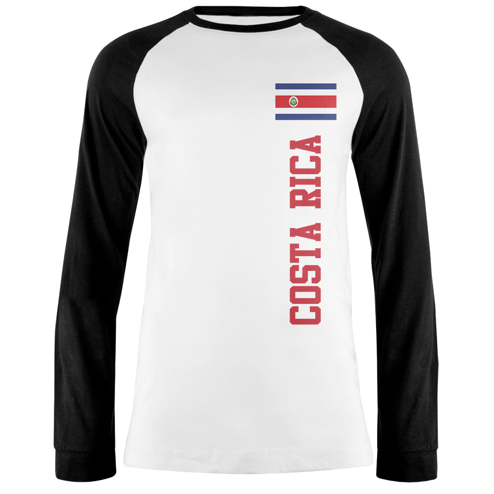 World Cup Costa Rica Mens Long Sleeve Raglan T Shirt Men's Long Sleeves Old Glory 2XL White-Black
