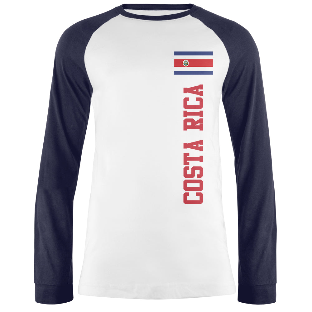 World Cup Costa Rica Mens Long Sleeve Raglan T Shirt Men's Long Sleeves Old Glory 2XL White-Navy