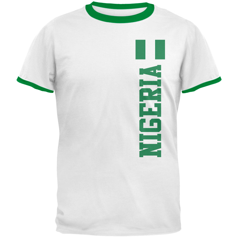 World Cup Nigeria Mens Ringer T Shirt Men's T-Shirts Old Glory 2XL White-Kelly