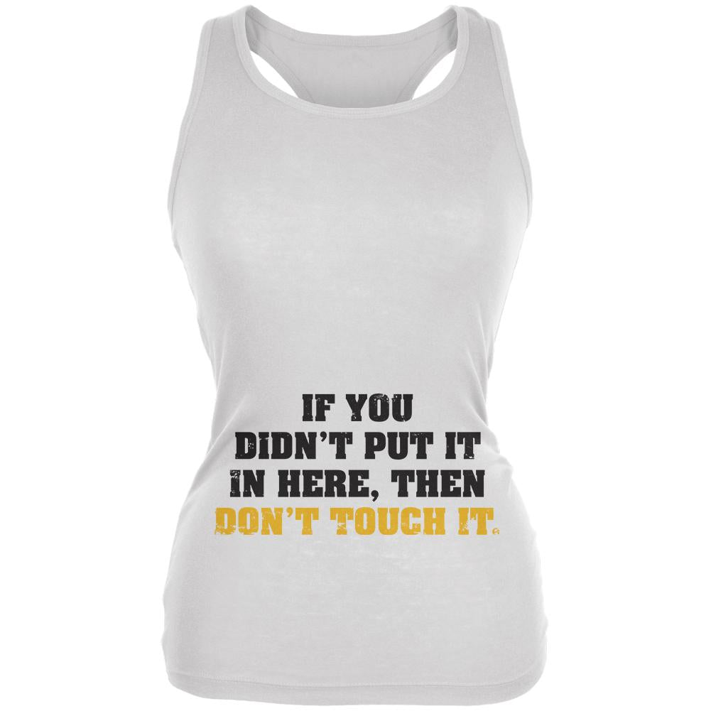 Don't Touch It Maternity Juniors Soft Tank Top Juniors Tank Tops Old Glory 2XL White
