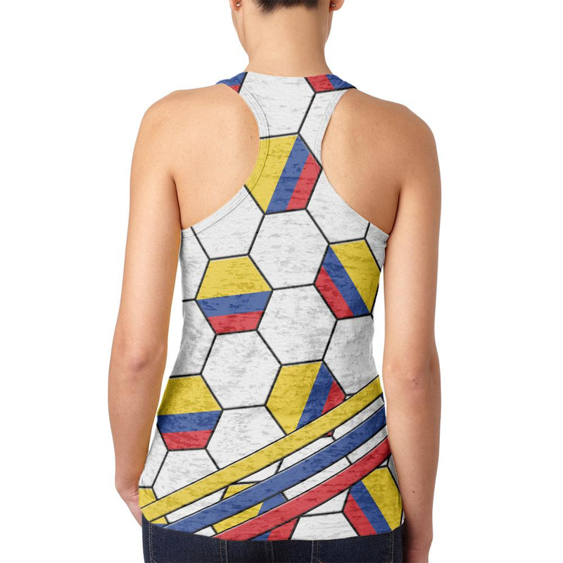 World Cup Colombia Soccer Ball Juniors Burnout Racerback Tank Top Juniors Tank Tops Old Glory