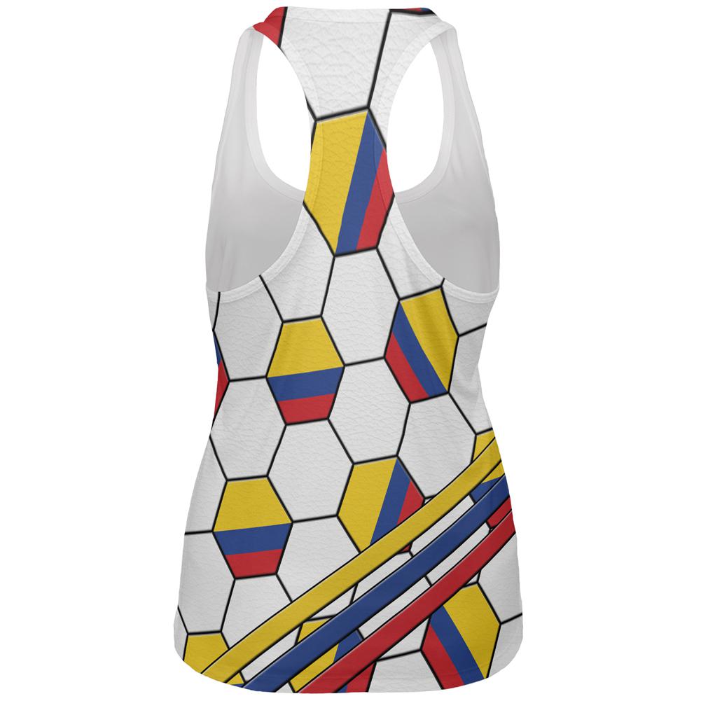 World Cup Colombia Soccer Ball All Over Womens Work Out Tank Top Women's Tank Tops Old Glory