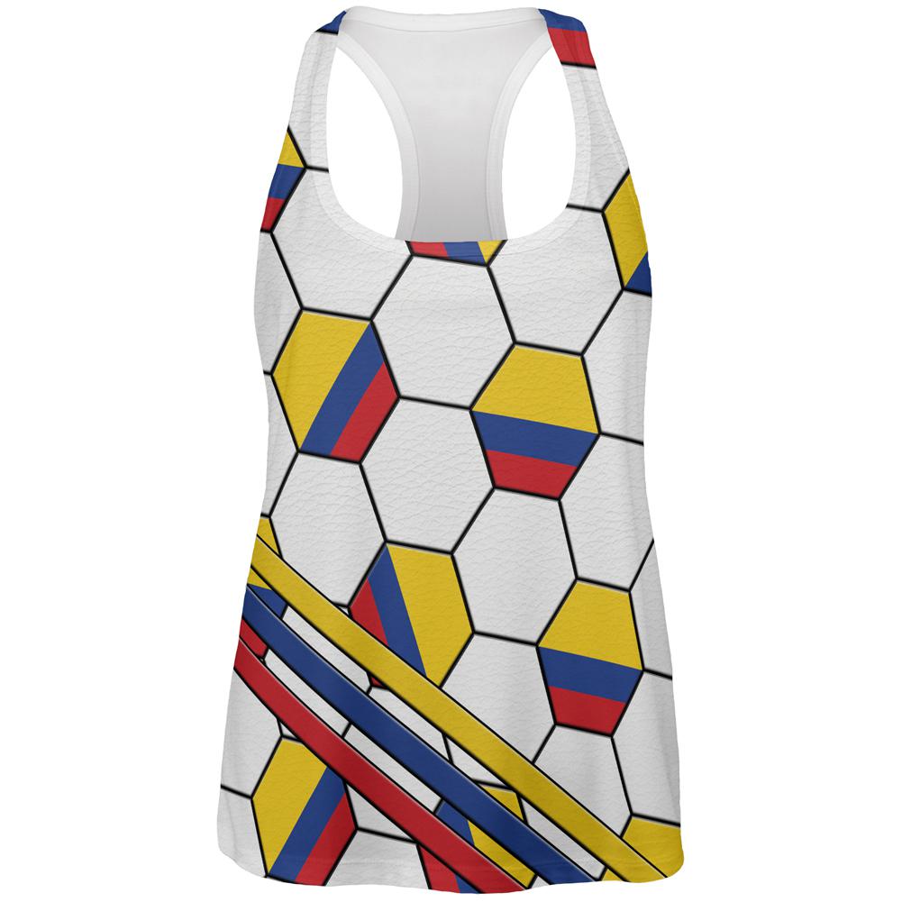 World Cup Colombia Soccer Ball All Over Womens Work Out Tank Top Women's Tank Tops Old Glory 2XL Multi