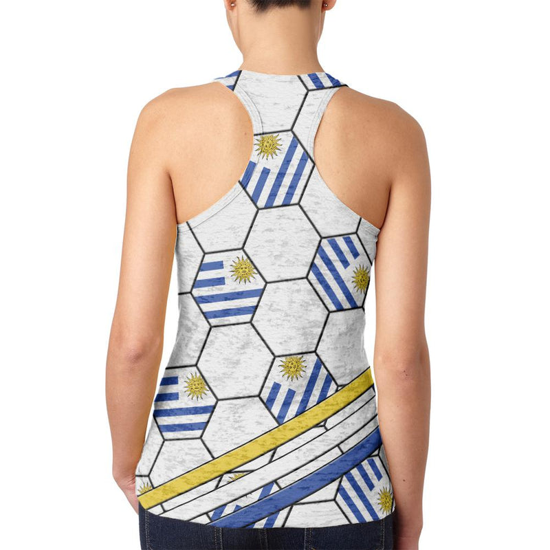 World Cup Uruguay Soccer Ball Juniors Burnout Racerback Tank Top Juniors Tank Tops Old Glory