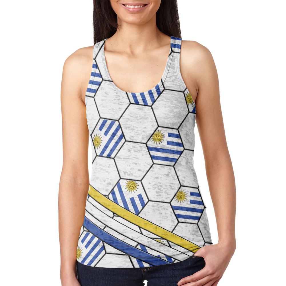 World Cup Uruguay Soccer Ball Juniors Burnout Racerback Tank Top Juniors Tank Tops Old Glory 2XL Multi