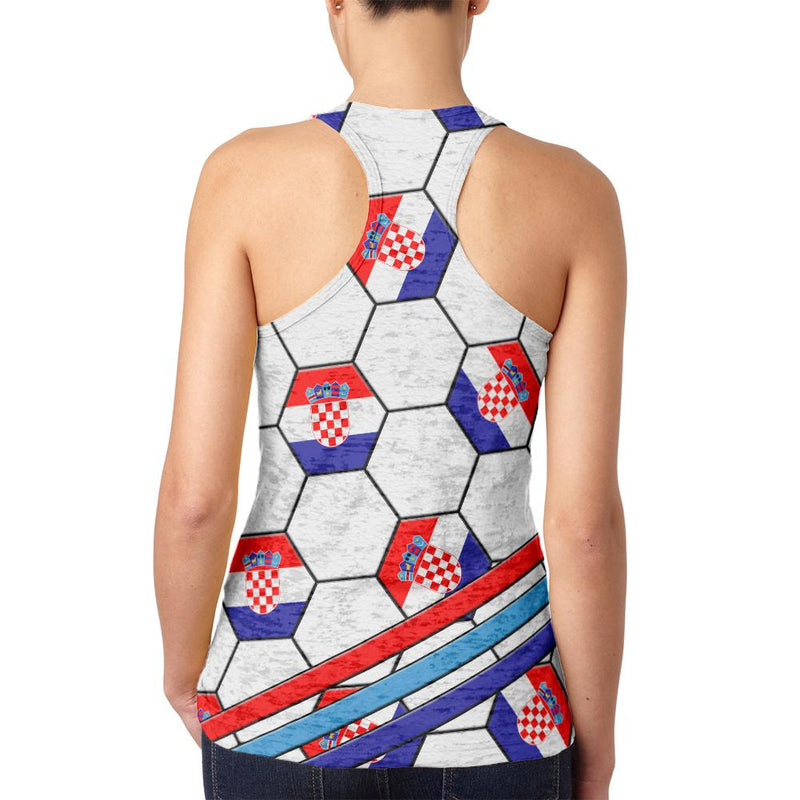 World Cup Croatia Soccer Ball Juniors Burnout Racerback Tank Top Juniors Tank Tops Old Glory