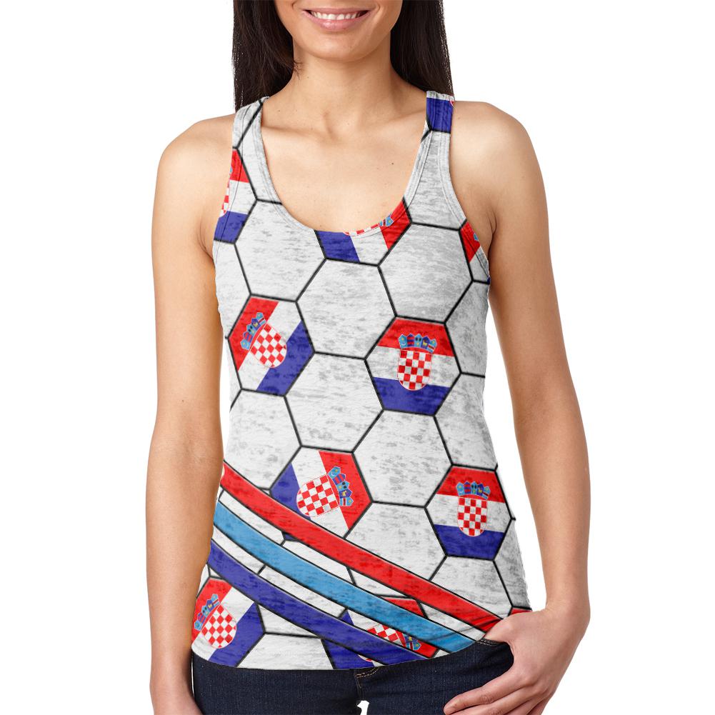 World Cup Croatia Soccer Ball Juniors Burnout Racerback Tank Top Juniors Tank Tops Old Glory 2XL Multi