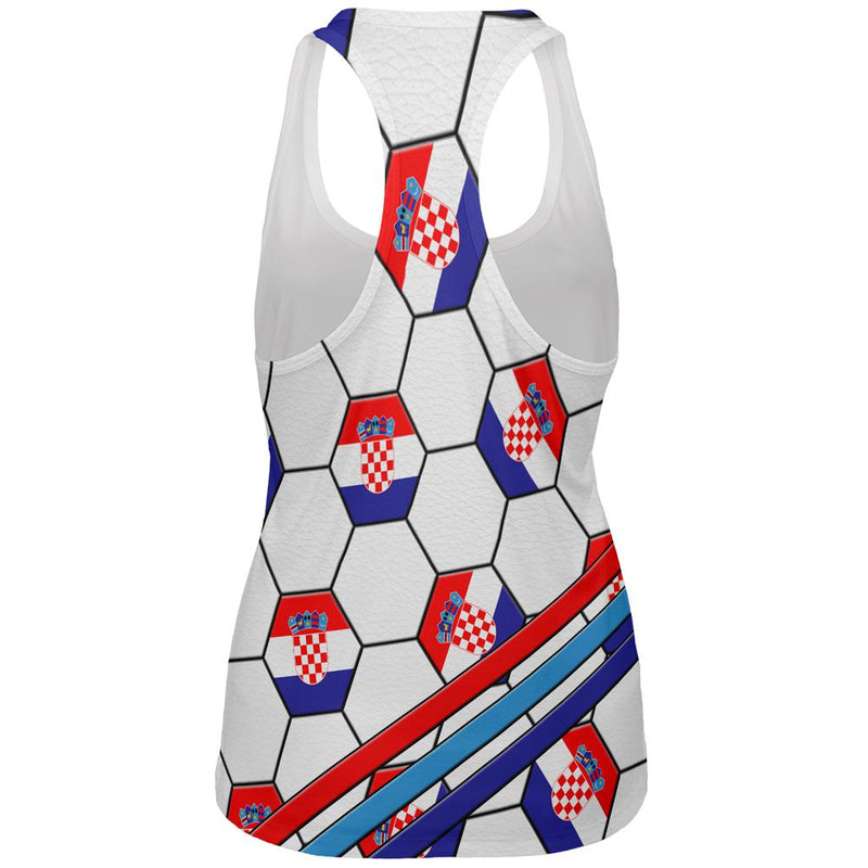 World Cup Croatia Soccer Ball All Over Womens Work Out Tank Top Women's Tank Tops Old Glory