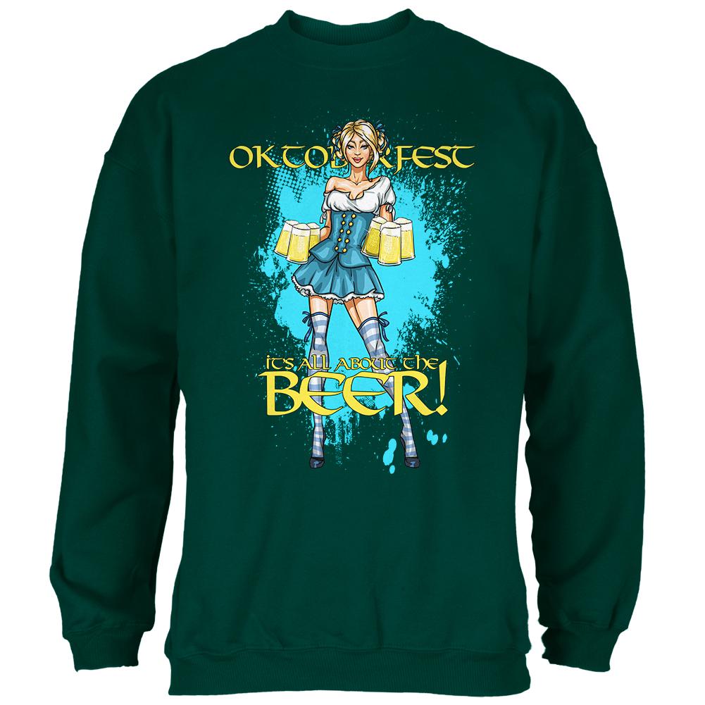 Oktoberfest All About The Beer Wench Mens Sweatshirt Men's Sweatshirts Old Glory 2XL Forest Green