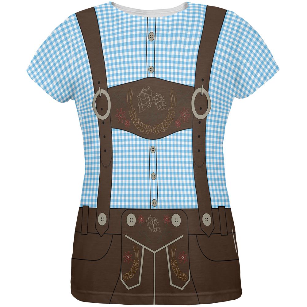 Oktoberfest Blue Lederhosen Costume German All Over Womens T Shirt Women's T-Shirts Old Glory 2XL Multi