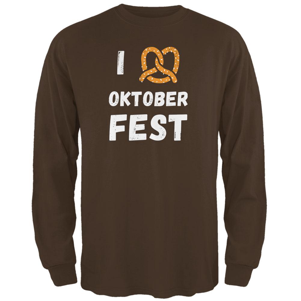 I Heart Love Pretzel Oktoberfest Mens Long Sleeve T Shirt Men's Long Sleeves Old Glory 2XL Brown