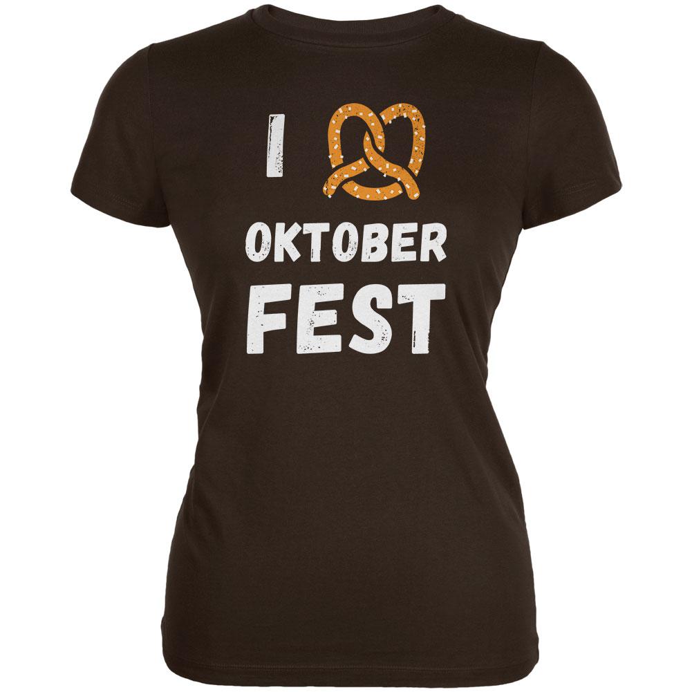 I Heart Love Pretzel Oktoberfest Juniors Soft T Shirt Juniors T-Shirts Old Glory 2XL Brown