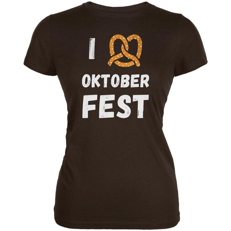 I Heart Love Pretzel Oktoberfest Juniors Soft T Shirt Juniors T-Shirts Old Glory 2XL Brown