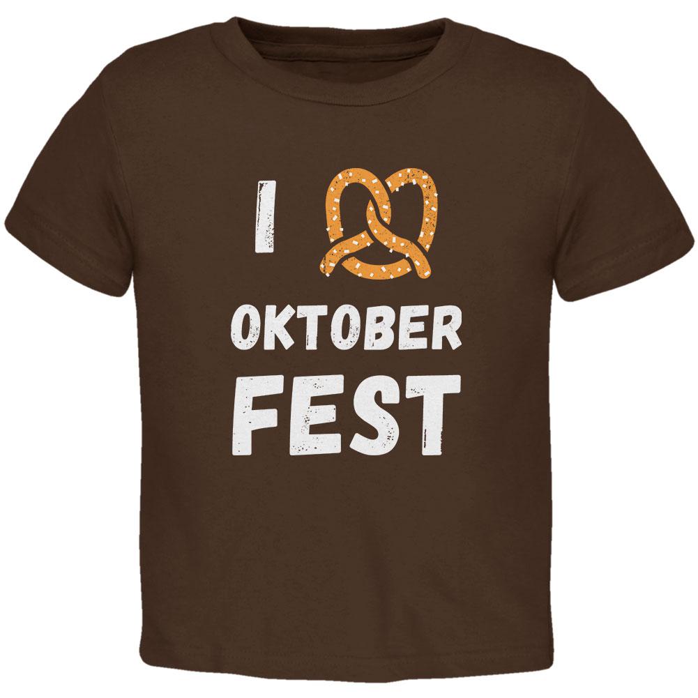 I Heart Love Pretzel Oktoberfest Toddler T Shirt Toddler T-Shirts Old Glory 2T Brown