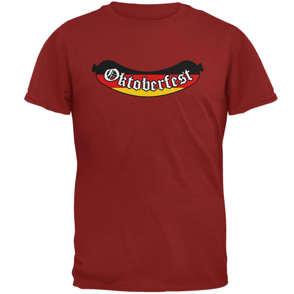Oktoberfest Greman Flag Bratwurst Mens T Shirt Men's T-Shirts Old Glory 2XL Cardinal Red