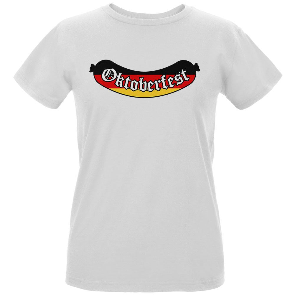 Oktoberfest Greman Flag Bratwurst Womens Organic T Shirt Women's T-Shirts Old Glory LG White