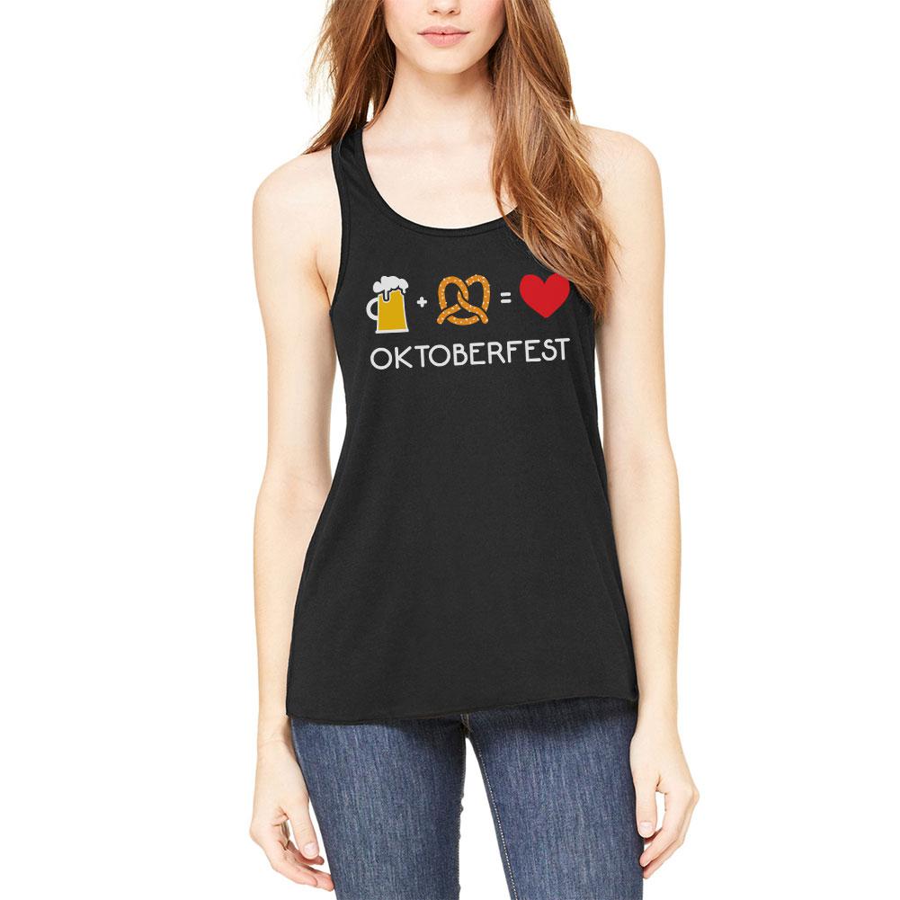 Oktoberfest Beer Plus Pretzels Equals Love Womens Flowy Racerback Tank Top Women's Tank Tops Old Glory 2XL Black