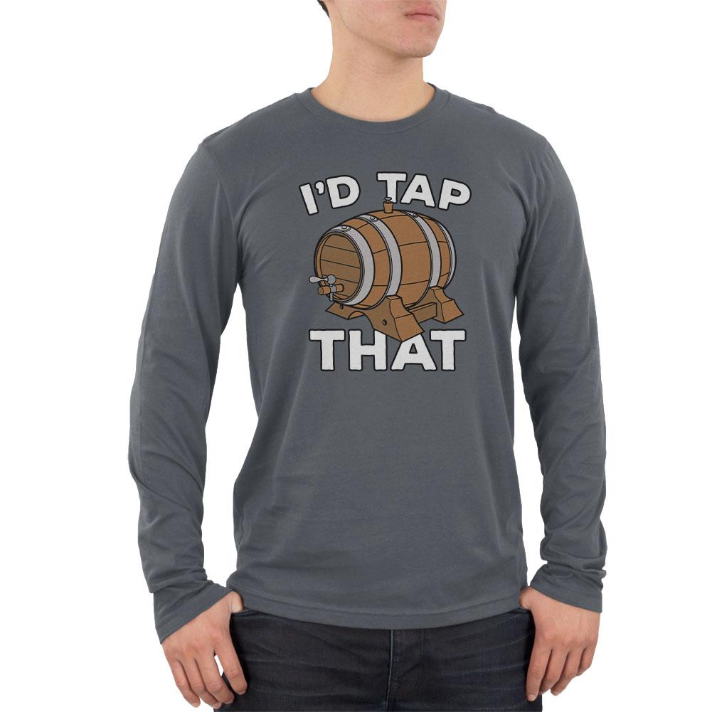Oktoberfest I'd Tap That Keg Beer Mens Soft Long Sleeve T Shirt Men's Long Sleeves Old Glory 2XL Grey