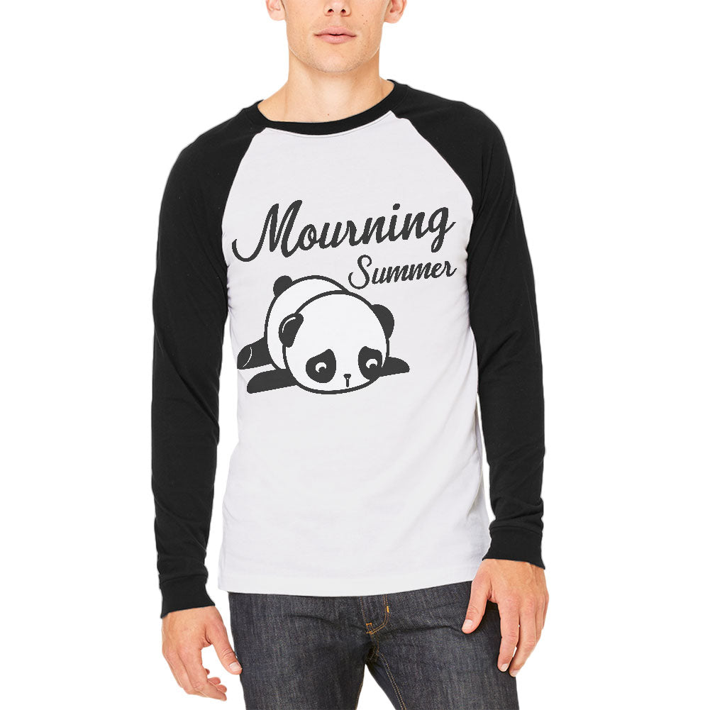 Back To School Mourning Summer Panda Mens Long Sleeve Raglan T Shirt Men's Long Sleeves global 2XL White-Black