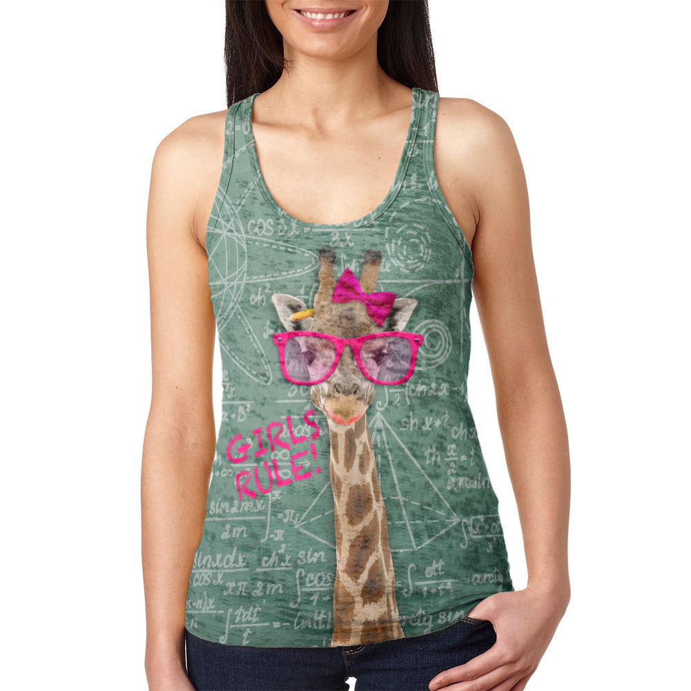 Giraffe Math Geek Girl Formulas Juniors Burnout Racerback Tank Top Juniors Tank Tops Old Glory 2XL Multi