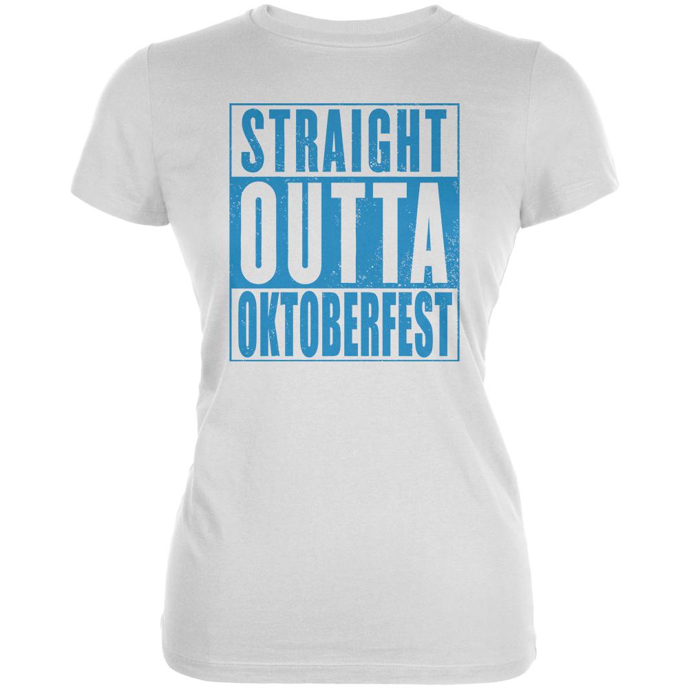 Straight Outta Oktoberfest Juniors Soft T Shirt Juniors T-Shirts Old Glory 2XL White