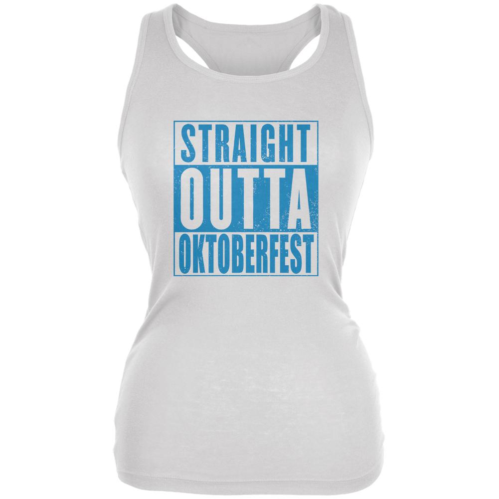 Straight Outta Oktoberfest Juniors Soft Tank Top Juniors Tank Tops Old Glory 2XL White