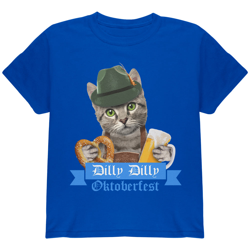 Dilly Dilly Oktoberfest Funny Cat Youth T Shirt Youth T-Shirts Old Glory YXS Royal