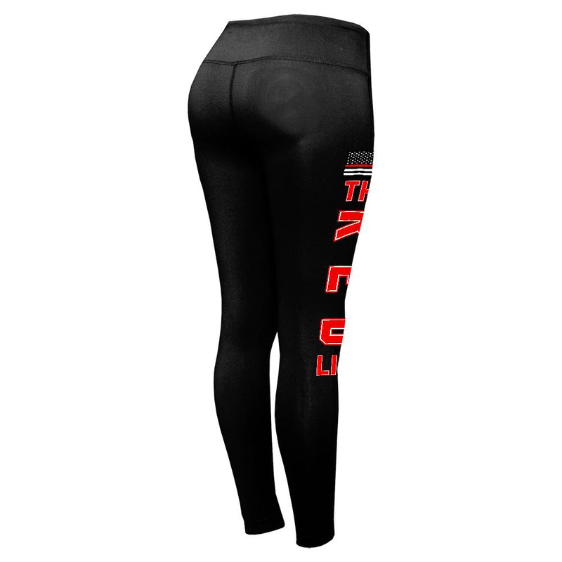EMS EMT Firefighter Thin Blue Lives Line Flag Womens Performance Leggings Women's Leggings Old Glory