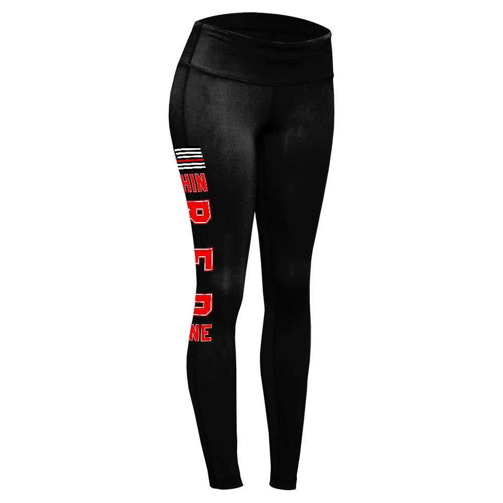 EMS EMT Firefighter Thin Blue Lives Line Flag Womens Performance Leggings Women's Leggings Old Glory 2XL Black