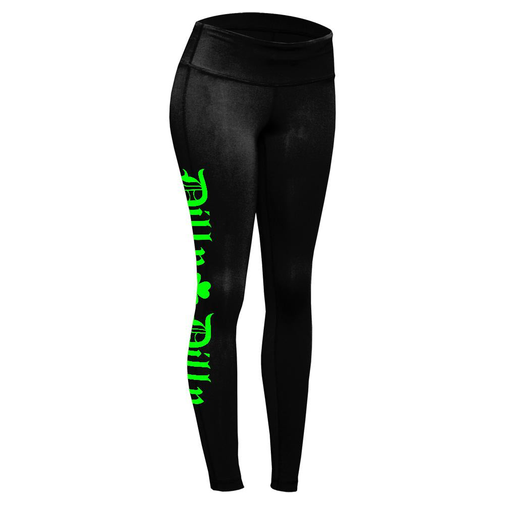 St. Patricks Day Dilly Dilly Shamrock Womens Performance Leggings Women's Leggings Old Glory SM Black
