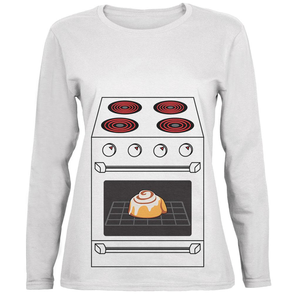 Halloween Costume Pregnant Bun in the Oven Ladies' Relaxed Jersey Long-Sleeve Tee Women's Long Sleeves Old Glory 2XL White
