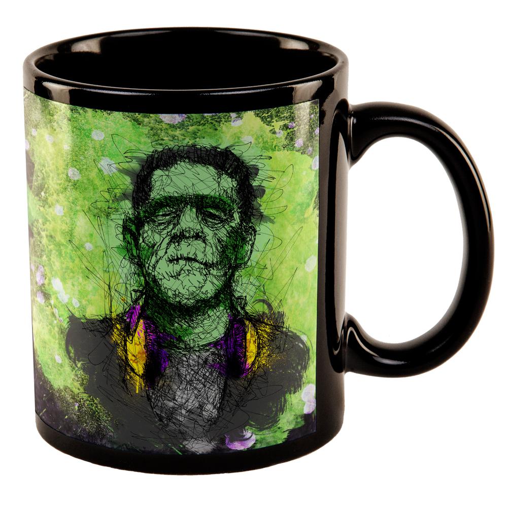 Halloween Frankenstein Raver Horror Movie Monster All Over Black Out Coffee Mug Coffee Mugs Old Glory OS Black