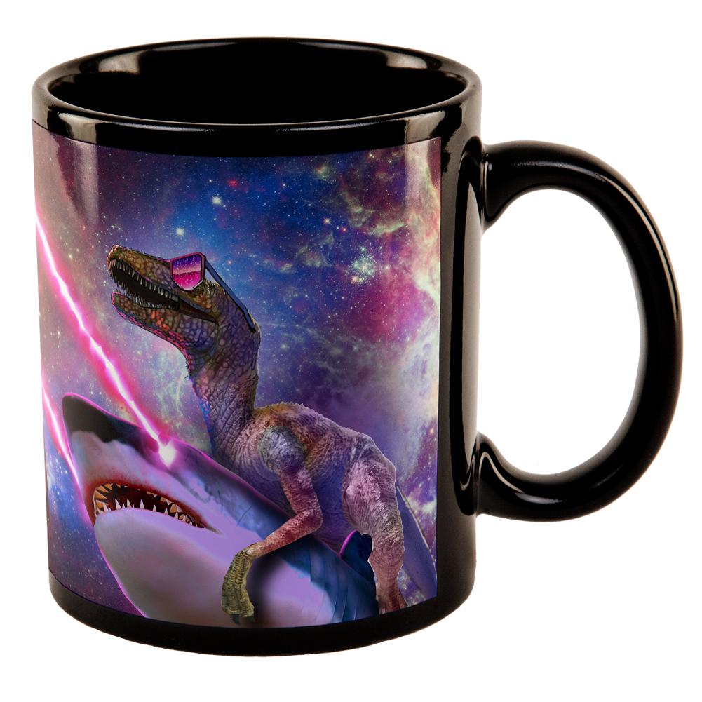Velociraptor LaserShark All Over Black Out Coffee Mug Coffee Mugs Old Glory OS Black