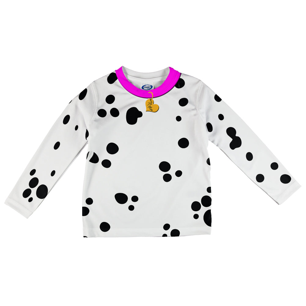 Valentine's Day Dog Dalmatian Costume Pink Collar All Over Toddler Long Sleeve T Shirt Toddler Long Sleeves Old Glory 3T Multicolored
