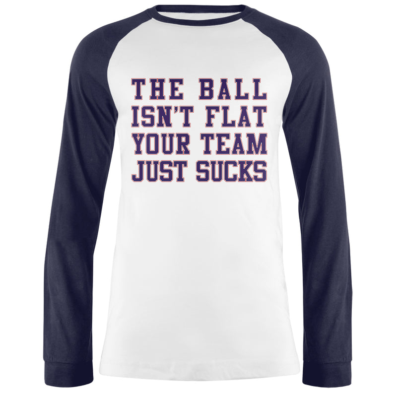 Deflategate Your Team Sucks Mens Long Sleeve Raglan T Shirt Men's Long Sleeves Old Glory 2XL White-Navy