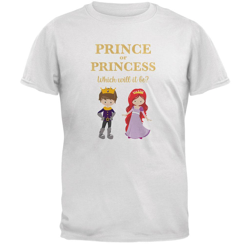 Gender Reveal Prince Or Princess Mens T Shirt Men's T-Shirts Old Glory 2XL White