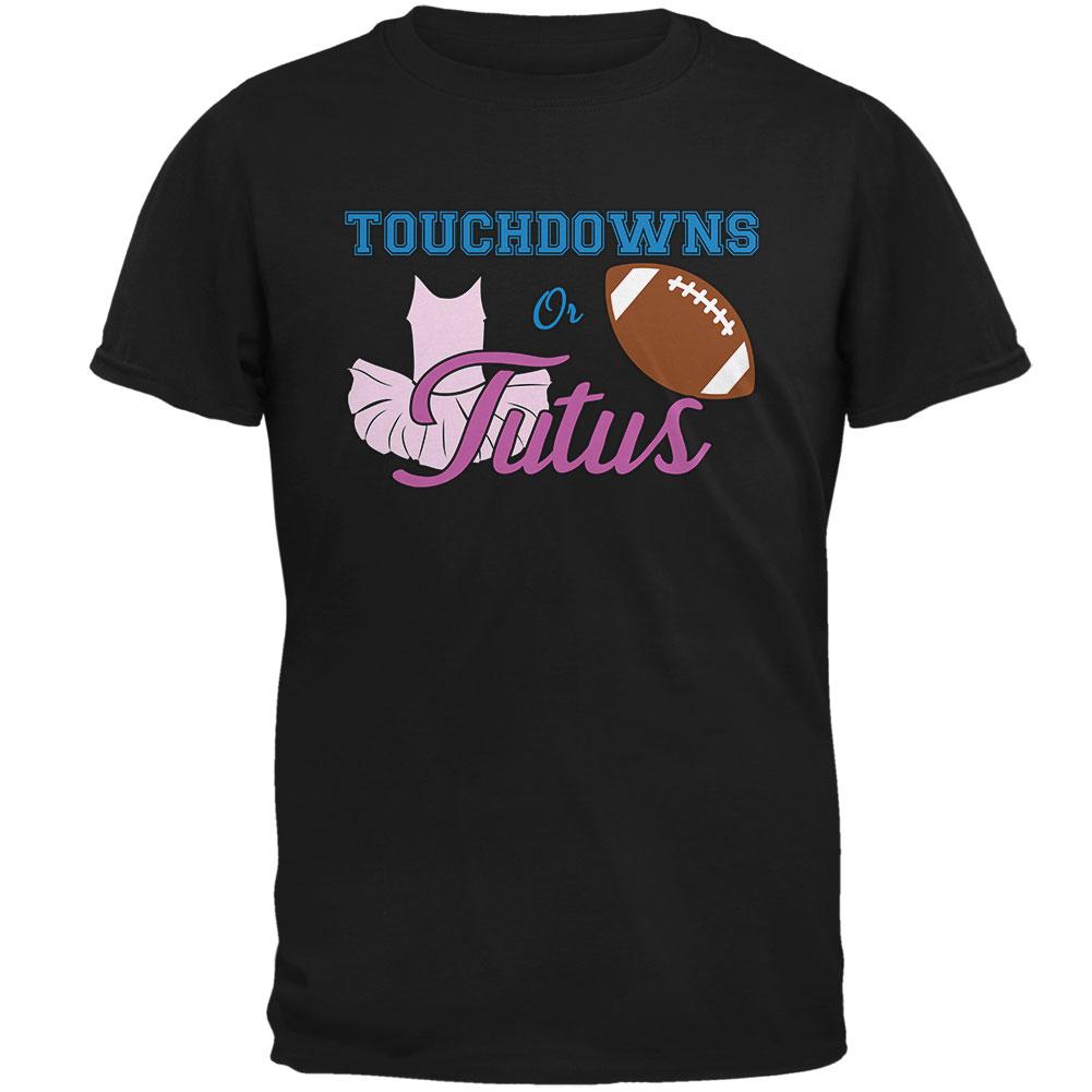 Gender Reveal Touchdowns or Tutus Ballerina Football Mens T Shirt Men's T-Shirts Old Glory 2XL Black