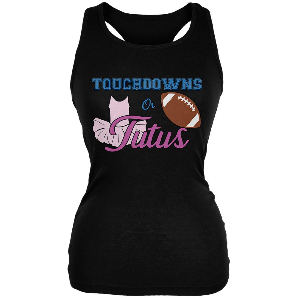 Gender Reveal Touchdowns or Tutus Ballerina Football Juniors Soft Tank Top Juniors Tank Tops Old Glory 2XL Black